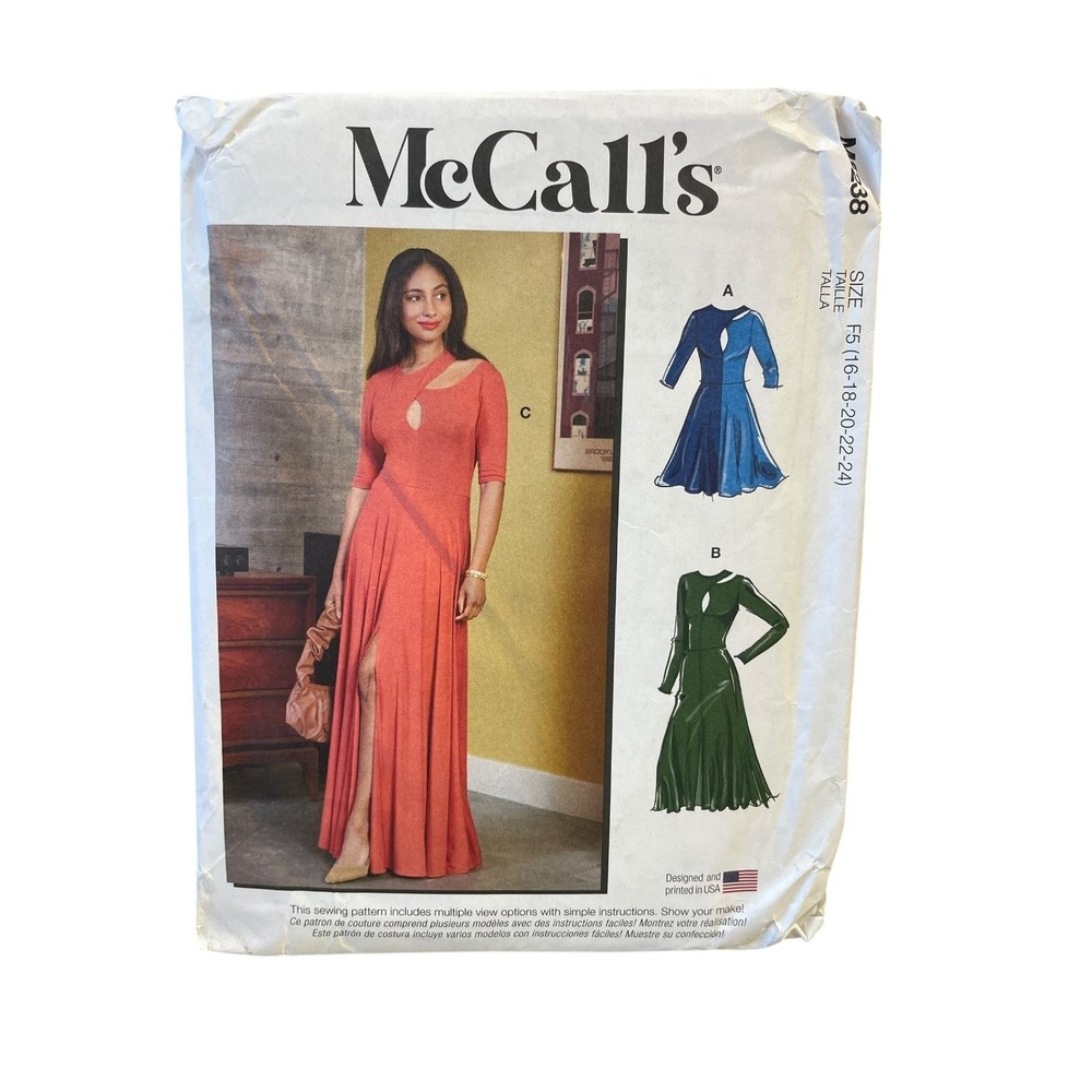 McCall's M8238 Misses' Dress F5 (16-24) Modern Keyhole Slit
